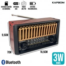 Caixa de Som Bluetooth Retrô KA-3183 Kapbom - Dourada